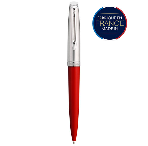 WATERMAN Emblème Stylo bille, rouge, recharge bleue pointe moyenne, Coffret cadeau