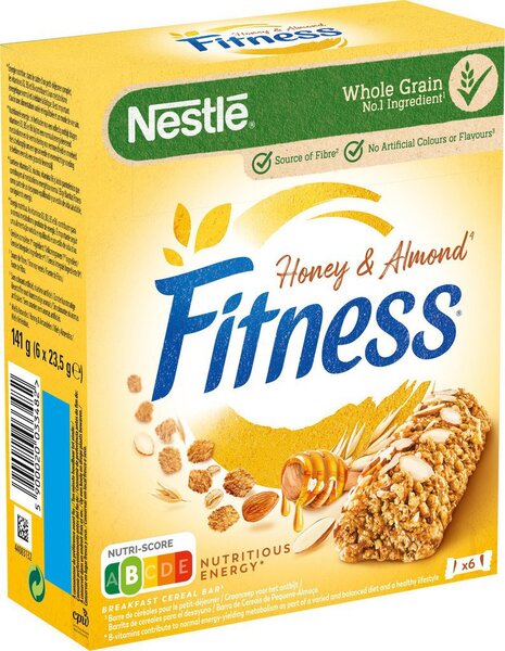 Nestlé Fitness Barre de Céréales Miel & Amande 6x23,5g 141g (lot de 6)
