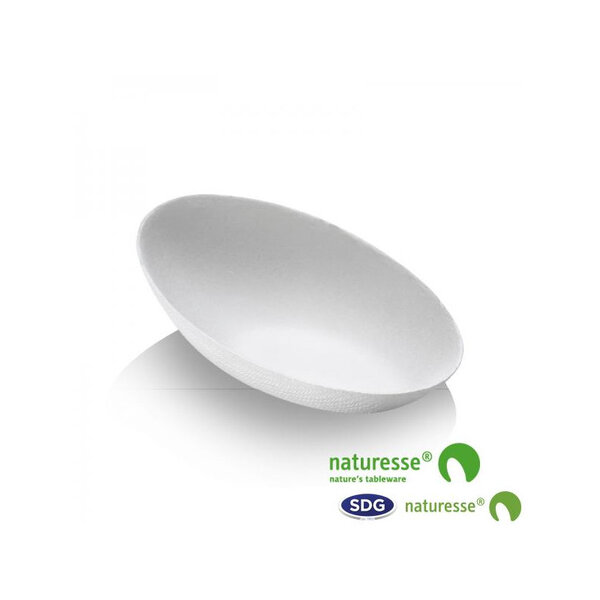 Mini Assiette Ovale Pulpe de Cellulose Biodégradable Finger Food 8x5 cm - SDG - Lot de 2400 - Pulpe de cellulose
