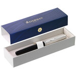 WATERMAN Emblème Stylo plume, noir, plume moyenne, encre bleue, Coffret cadeau