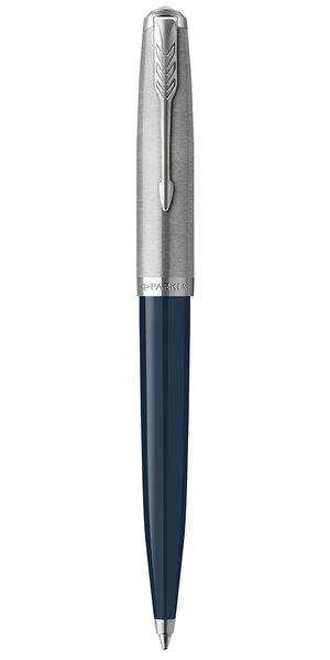 PARKER 51 Stylo Bille, Résine Bleu nuit et  Capuchon inox poli, Recharge noire pointe moyenne, Coffret cadeau