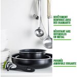 GREENCHEF Clickpan Magneto Diamond Black Set 8 pieces : 2 poeles 24/28 cm + 1 casserole 20 cm + 1 couvercle verre 20 cm