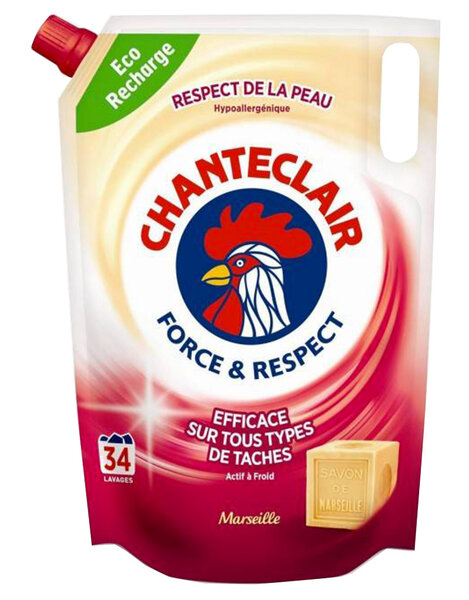 Chanteclair Force Et Respect Recharge Lessive Hypoallergénique Savon De Marseille 1,870L (lot de 2 recharges)