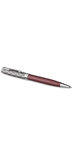 PARKER Sonnet Premium Stylo bille, métal et laque Rouge, Recharge noire pointe moyenne, Coffret cadeau