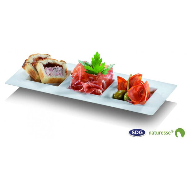 Assiette Apéritifs en Pulpe de Cellulose Biodégradable Elégance 11x26 cm - SDG - Lot de 450 - Pulpe de cellulose