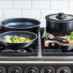 GREENCHEF Clickpan Magneto Diamond Black Set 8 pieces : 2 poeles 24/28 cm + 1 casserole 20 cm + 1 couvercle verre 20 cm