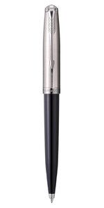 PARKER 51 Stylo Bille, Corps Résine Noire + Capuchon inox poli, Recharge noire pointe moyenne, Coffret cadeau