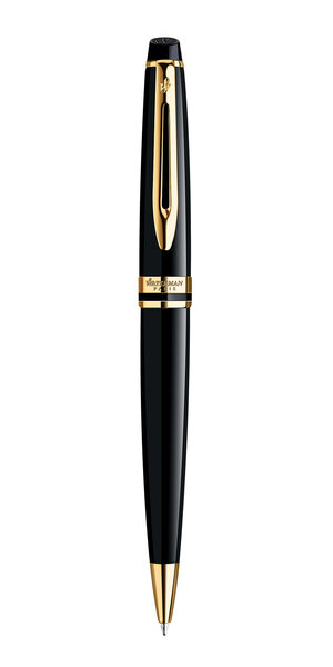 WATERMAN Expert Stylo bille,  Noir, recharge bleue pointe moyenne, Coffret cadeau