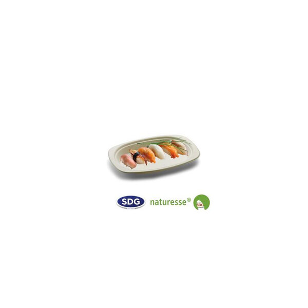 Assiette Biodégradable Ovale Pulpe de Cellulose 23x16 cm - SDG - Lot de 500 - Pulpe de cellulose