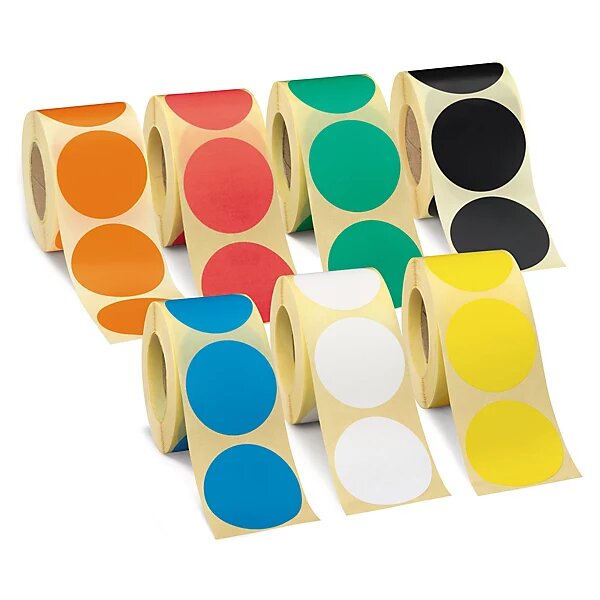Pastille adhésive amovible en rouleau noir 90 mm (colis de 500)