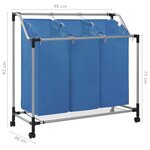 vidaXL Trieuse à linge avec 3 sacs Bleu Acier