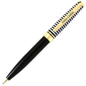 Stylo Bille de Qualité Noir Rétractable Black and Gold message 'Papa chéri' DRAEGER