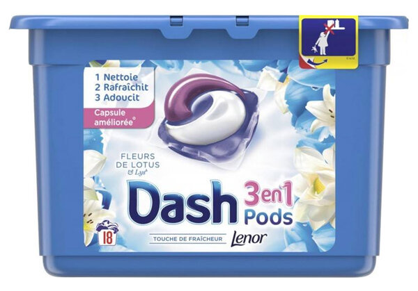 Dash Lenor 3en1 Pods Fleurs De Lotus et Lys (lot de 36 doses)