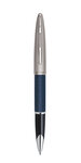 WATERMAN Carene stylo bille,  en cuir bleu, attributs palladium, recharge noire pointe moyenne, en écrin