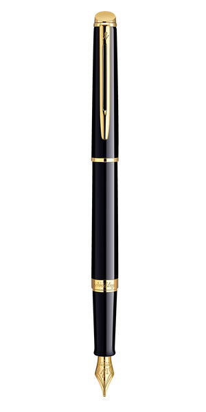 WATERMAN Hemisphere Stylo plume, noir brillant, plume moyenne, encre bleue, Coffret cadeau
