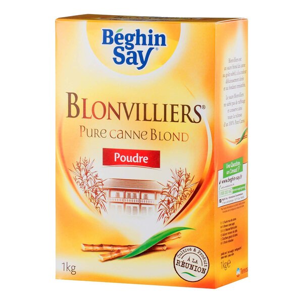 Béghin Say Sucre Blonvilliers Pure Canne Blond Poudre 1Kg (lot de 6)