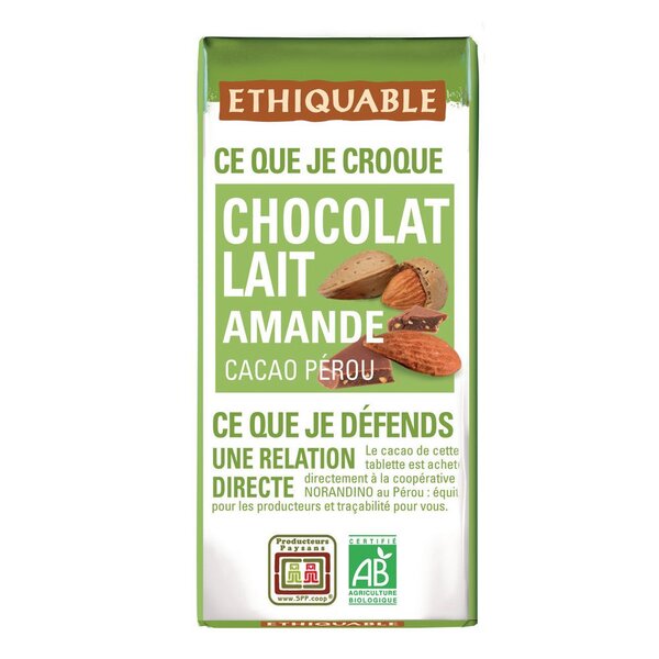 Mini tablette de chocolat au lait aux éclats d'amandes - 30 g