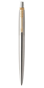 PARKER Jotter Stylo bille, acier, recharge encre gel noire, pointe moyenne (0,7 mm), Coffret cadeau
