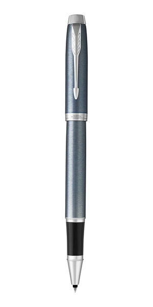 PARKER IM stylo roller, bleu gris, attributs chromés, Recharge noire pointe fine, en écrin