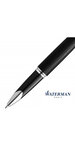 WATERMAN Carene stylo bille, en cuir noir, attributs palladium, recharge noire pointe moyenne, en écrin