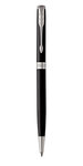 PARKER Sonnet fin stylo bille, laque noire, attributs palladium, recharge encre noire pointe moyenne – Livré dans son écrin