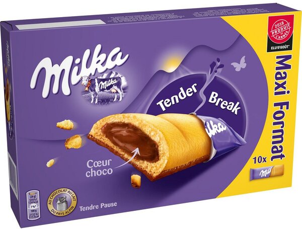 Milka Tender Break par 10 Biscuits Coeur Choco Maxi Format 260g (lot de 6 soit 60 barres)