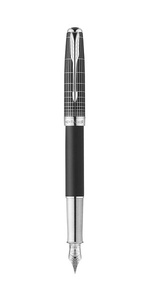 PARKER Sonnet Edition Spéciale "Great Expectations" Stylo Plume, Ciselé Noire Torsadé, Attributs or Rose, Plume Fine 18k