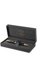 PARKER Premier Stylo-bille laque noire intense et attributs dorés, pointe moyenne et recharge d'encre noire
