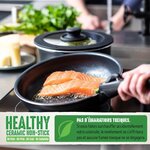 GREENCHEF Clickpan Magneto Diamond Black Set 8 pieces : 2 poeles 24/28 cm + 1 casserole 20 cm + 1 couvercle verre 20 cm