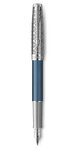 PARKER Sonnet Premium, Stylo plume, Métal & Laque Bleu, Plume fine 18k, encre noire, Coffret cadeau