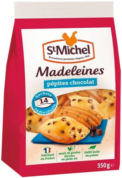 St Michel Madeleines Pépites de Chocolat à emporter 350g (lot de 3)