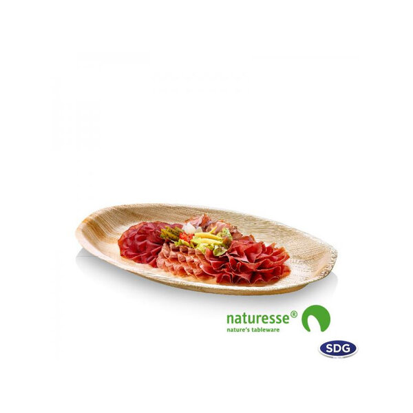 Plat Biodégradable Ovale en Feuille de Palmier 36x25 cm - SDG - Lot de 100 - Feuilles de palmier