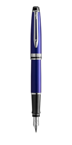 WATERMAN Expert Stylo plume, bleu, plume moyenne, cartouche d’encre bleue, Coffret cadeau