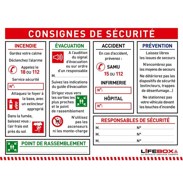 Panneau consignes de sécurité