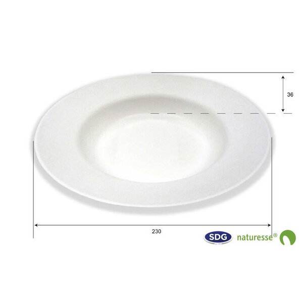 Assiette Creuse Pulpe de Cellulose Biodégradable Elégance 23 cm - SDG - Lot de 500 - Pulpe de cellulose