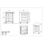 Germania Armoire sur roulettes GW-Profi 2.0 42x49x61 cm Graphite/chêne