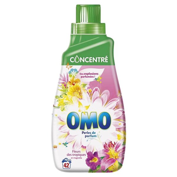 Omo Concentré Des Explosions Parfumées Perles de Parfum Fleurs des Tropiques et Magnolia 875ml (lot de 2)
