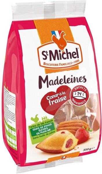 St Michel Madeleines Coeur à la Fraise 350g (lot de 3)