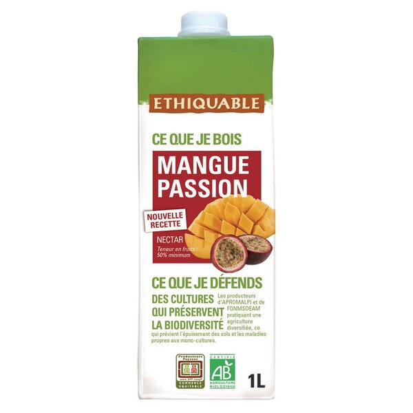 Nectar de Mangue-Passion bio Commerce Equitable - Brick 1 litre (Lot de 10)