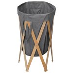 vidaXL Panier à linge pliable Gris Bois et tissu