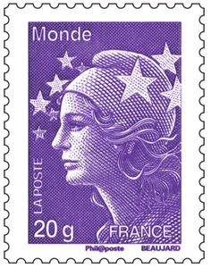 Timbre Marianne Violet 20g TVP - Monde