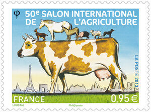 Timbre 50e Salon international de l'agriculture.
